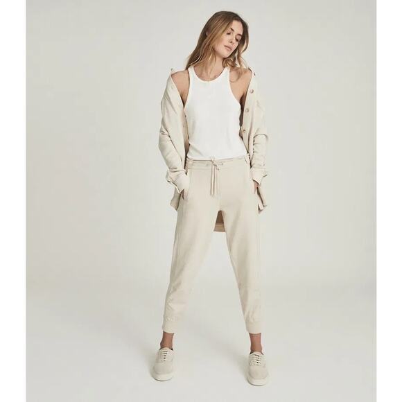 Reiss Shannon Jogger‎ Side Paneled Beige Size M Loungewear Sweatpants - Picture 1 of 6